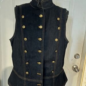 Ralph Lauren Military style denim vest size L.